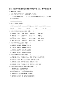 江苏省徐州市新沂市2021-2022学年五年级上学期期中语文试卷