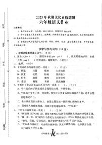 河南省南阳市西峡县2023-2024学年六年级上学期11月期中语文试题