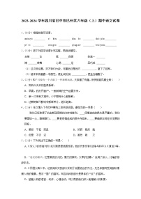 四川省巴中市巴州区2023-2024学年六年级上学期期中语文试卷