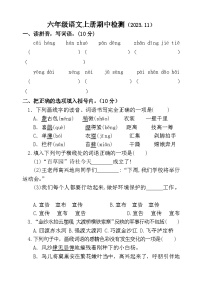 山东省聊城市莘县实验小学2023-2024学年六年级上学期期中考试语文试题