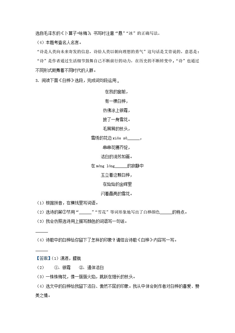 2022-2023学年广东省深圳市宝安区四年级下学期期中语文真题及答案02