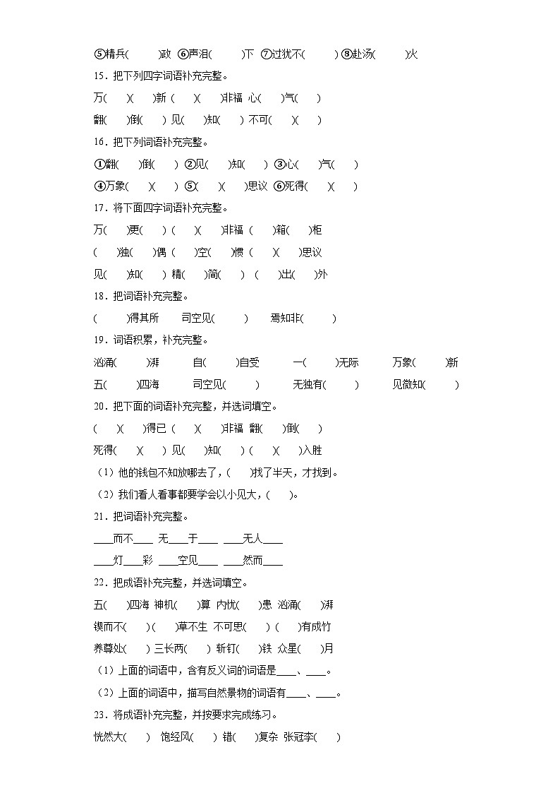 专题06小升初把词语补充完整第3页