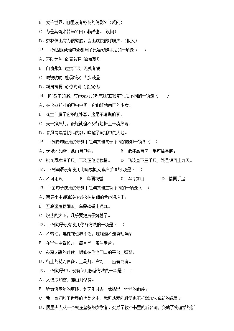 专题09小升初修辞手法的辨析第3页