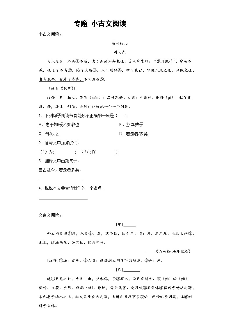 专题18小升初小古文阅读第1页