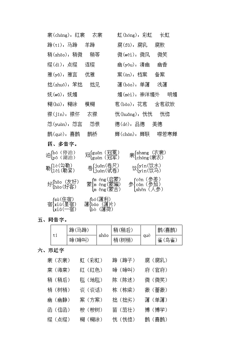 1、第一单元（知识梳理）2023-2024学年六年级语文上册单元整理  统编版02
