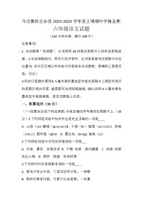 四川省乐山市马边彝族自治县2023-2024学年六年级上学期期中学情监测语文试题