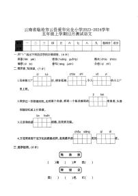 云南省临沧市云县爱华完全小学2023-2024学年五年级上学期12月月考语文试题