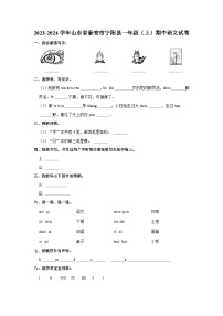 2023-2024学年山东省泰安市宁阳县一年级上学期期中语文试卷（含答案）