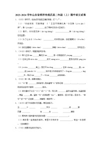 2023-2024学年山东省菏泽市成武县二年级上学期期中语文试卷（含答案）
