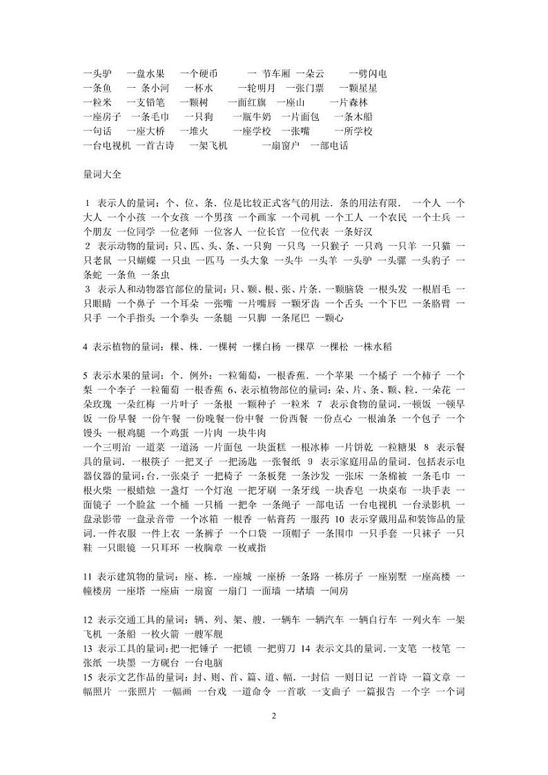 人教版小学语文  三四五年级量词大全积累  PDF课件资料第2页