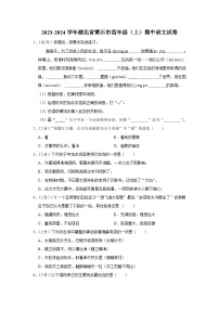 湖北省黄石市2023-2024学年四年级上学期期中语文试卷