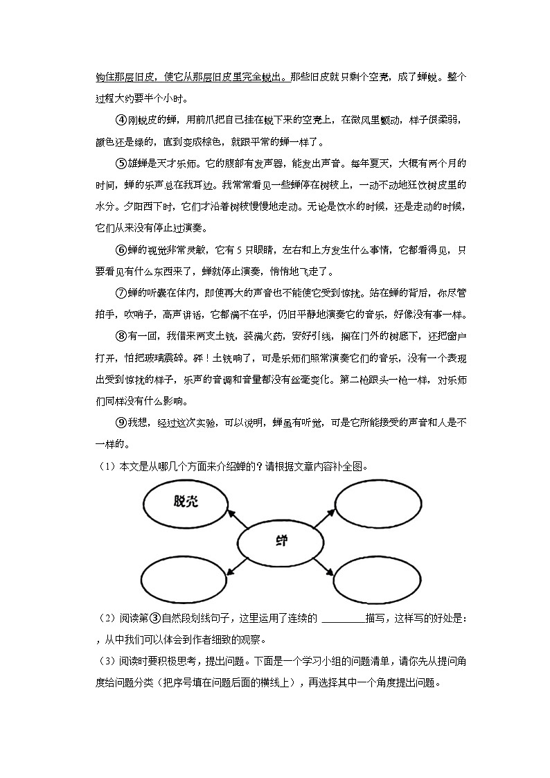 2023-2024学年河南省驻马店市平舆县四年级上学期期中语文试卷（含答案）03