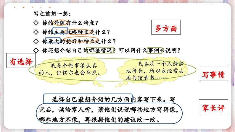 部编版语文四年级下册 习作：我的“自画像”（第一课时） 课件第7页