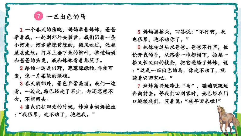 部编版语文二年级下册 7 一匹出色的马（第二课时） 课件05