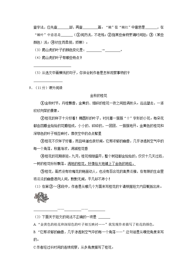 山东省泰安市东平县2023-2024学年三年级上学期期中语文试卷03