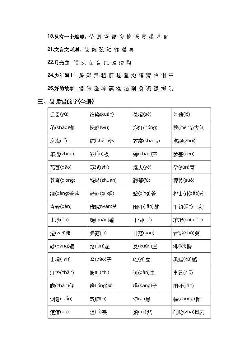 【期末专项复习】统编版 2023-2024学年 六年级语文 上册 专题01 字音辨析 讲义03