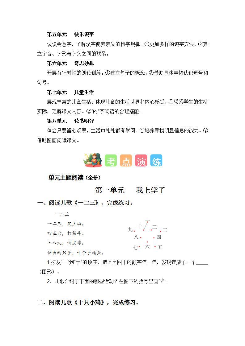 【期末复习】统编版 2023-2024学年一年级语文上册期末专项复习 专题08 课外阅读-专题训练02