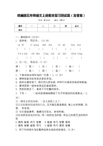 统编版五年级语文上册期末复习测试题（含答案）