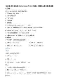 2022-2023学年江苏省扬州市仪征市部编版六年级上册期末测试语文试卷（解析版）