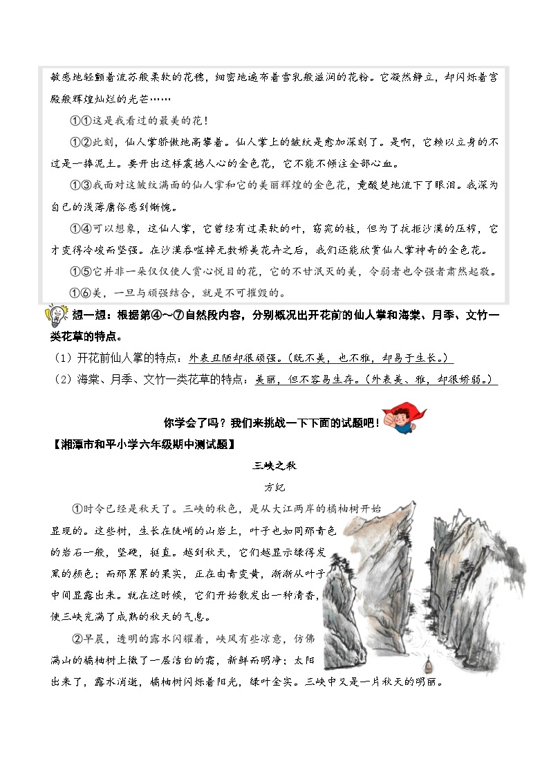 六年级语文阅读专项试题 专题02 写景状物类文章  学生版+教师版02