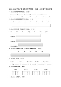 2023-2024学年广东省梅州市大埔县一年级上学期期中语文试卷（含答案）