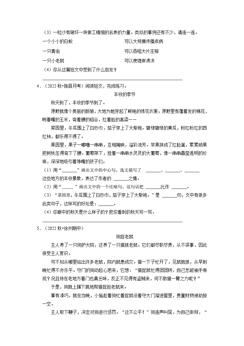 期末现代文阅读真题练习卷（一）（试卷）部编版语文三年级上册03