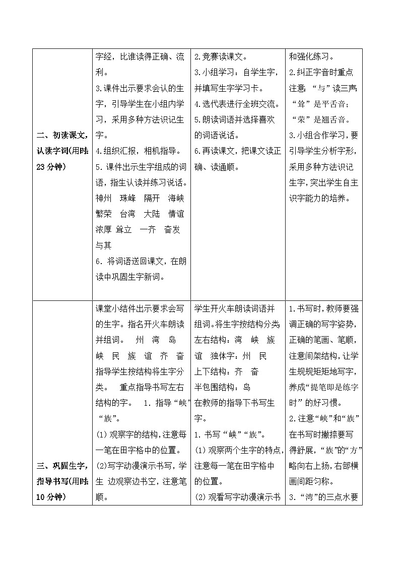 人教部编版语文二年级下册 识字1  神州谣 导学案02
