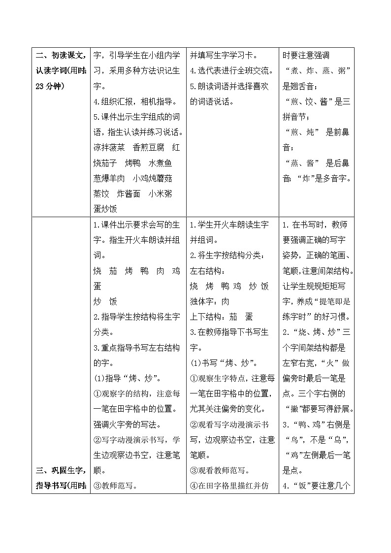 人教部编版语文二年级下册 识字4  中国美食 导学案02