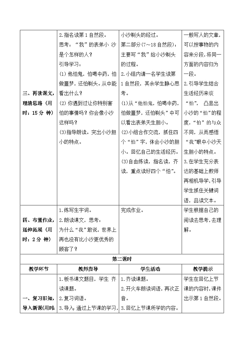 人教部编版语文三年级下册  19 剃头大师 导学案03