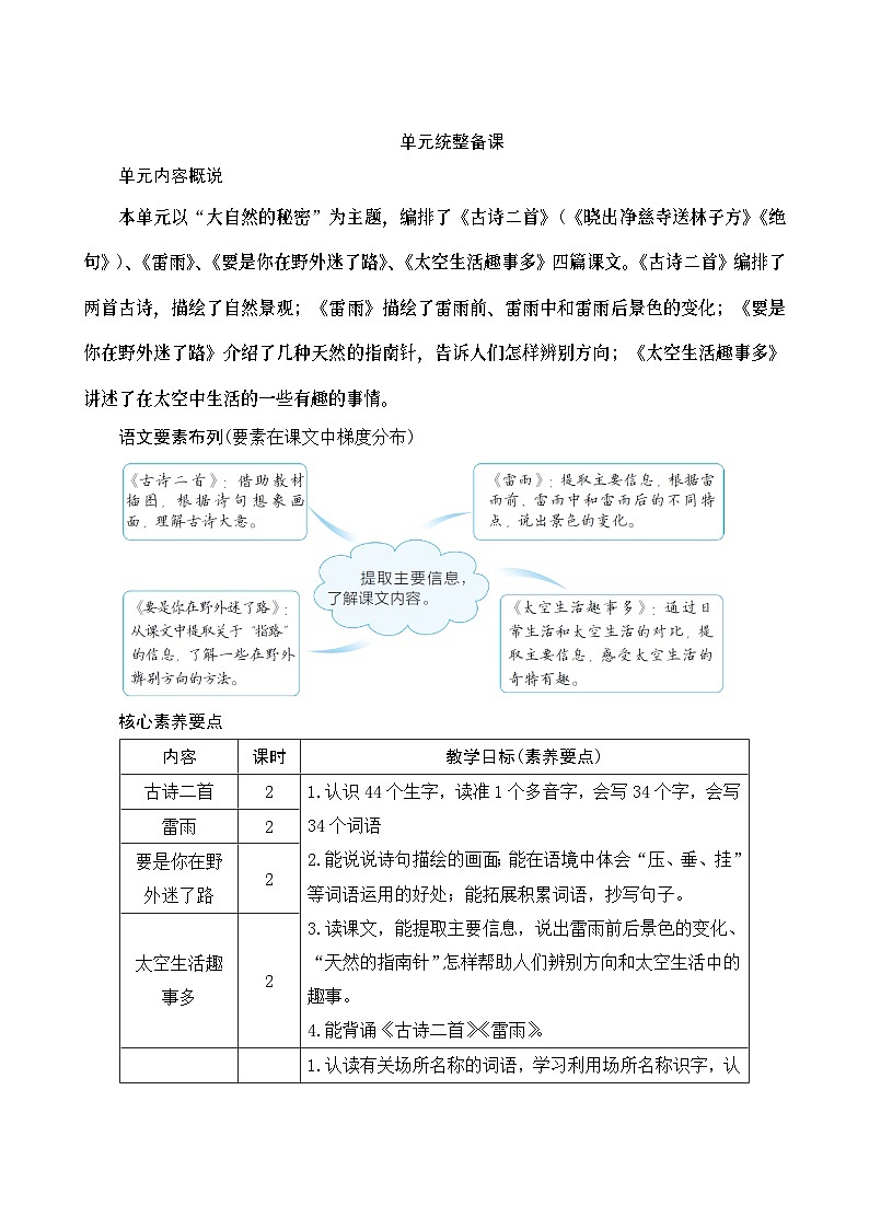 《第六单元统整备课》Word版教案第1页