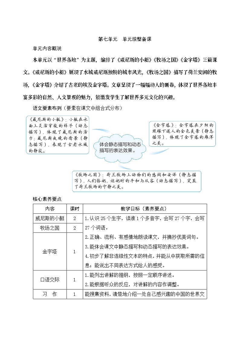 《第七单元统整备课》Word版教案01