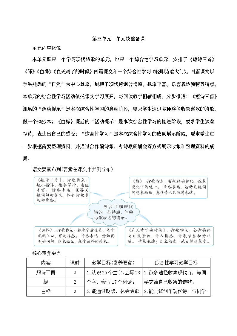 《第三单元统整备课》Word版教案01