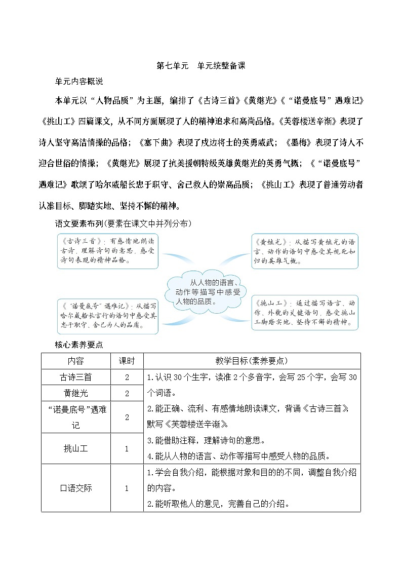 《第七单元统整备课》Word版教案01