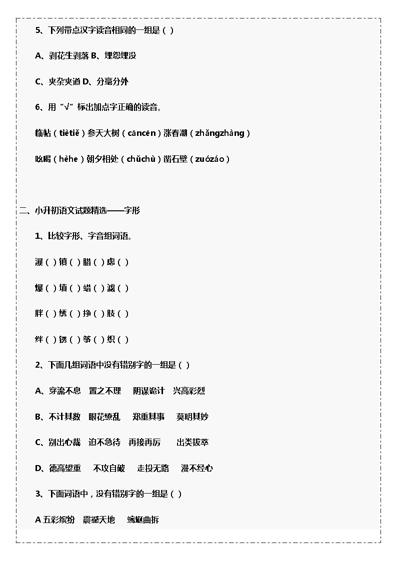 小升初语文总复习资料全套专项练习02