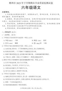 湖南省郴州市2023-2024学年六年级上学期期末考试语文试题