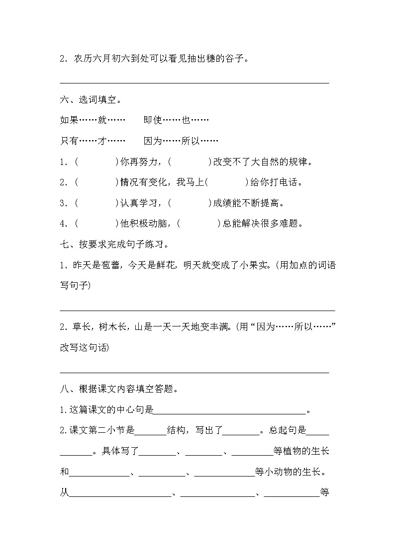 部编版语文六年级上册 16夏天里的成长同步训练（无答案）第2页