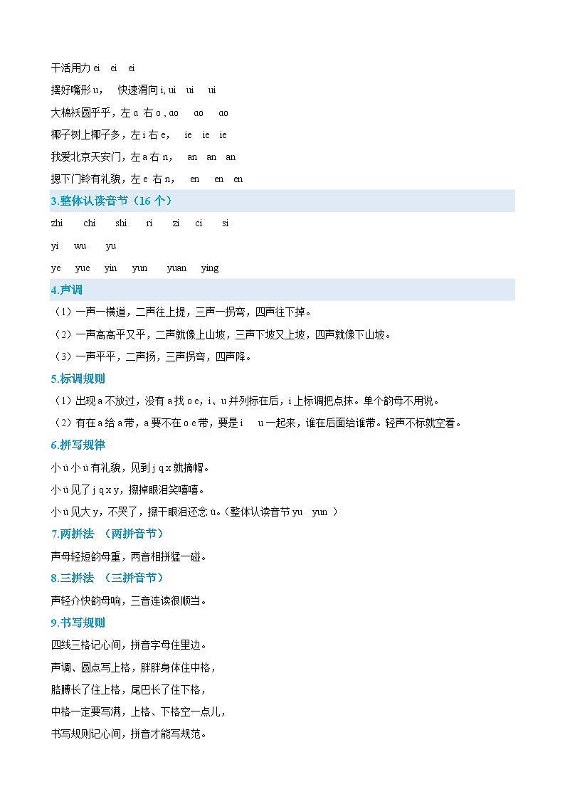 统编版三年级语文暑假专项 专题01拼音乐园-原卷版+解析第2页