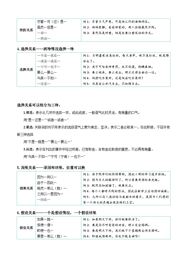 统编版三年级语文暑假专项 专题04关联词语的运用-原卷版+解析02