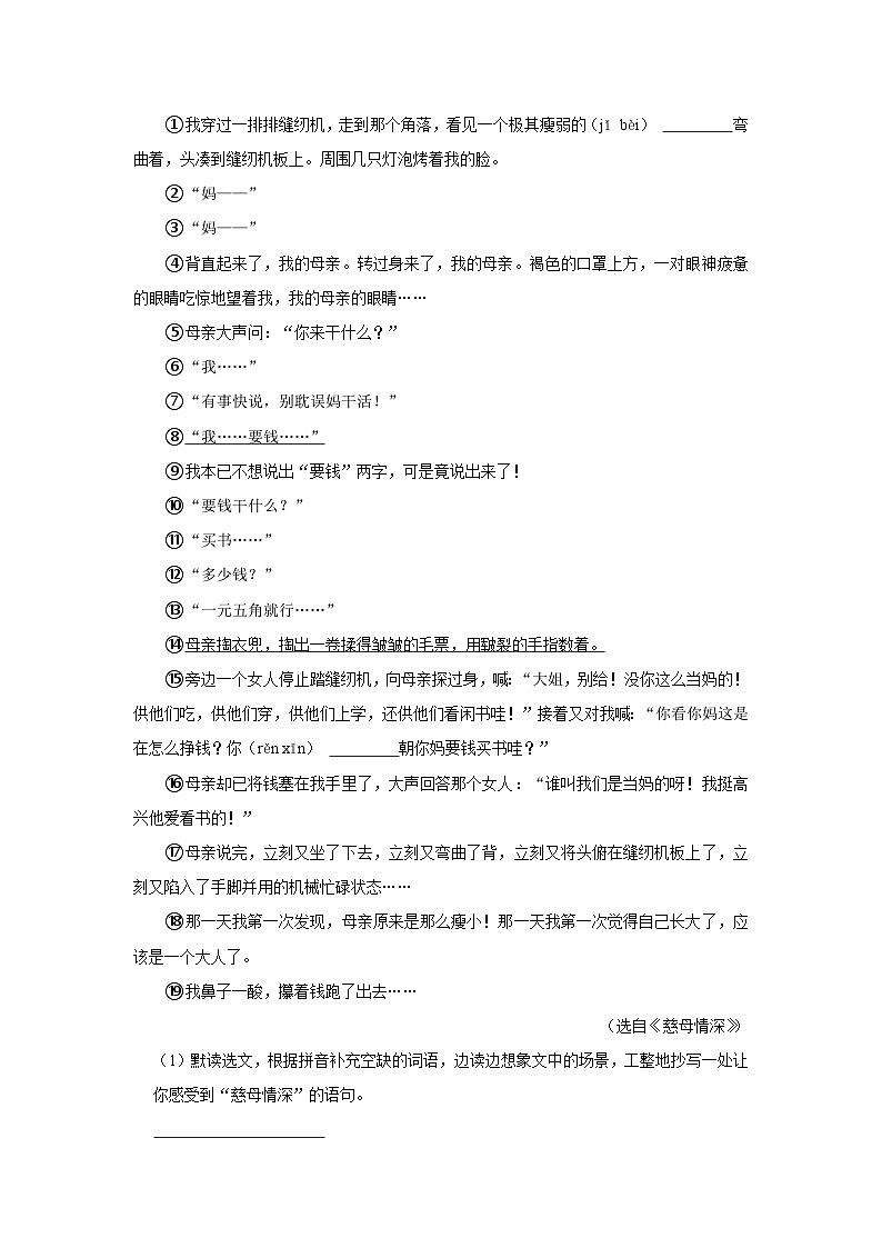 广东省深圳市宝安区2023-2024学年五年级上学期期末语文试卷03