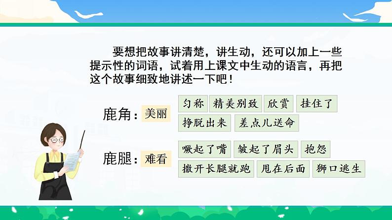 【核心素养】部编版小学语文 三年级下册7.鹿角和鹿腿  第二课时 课件＋教案（含教学反思08