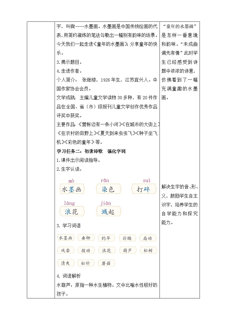 【核心素养】部编版语文三年级下册-18. 童年的水墨画 第1课时（课件+教案+学案+习题）02