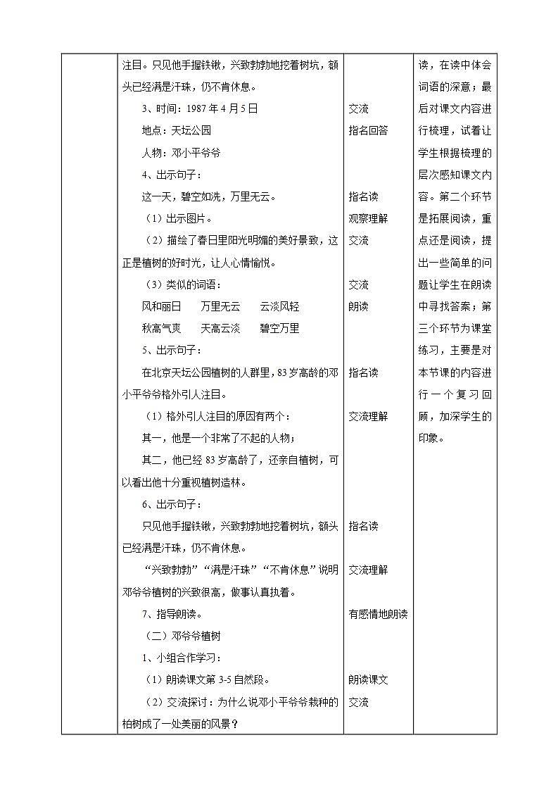 人教部编版语文二年级下册 第四课《邓小平爷爷植树》第二课时 课件+教案02