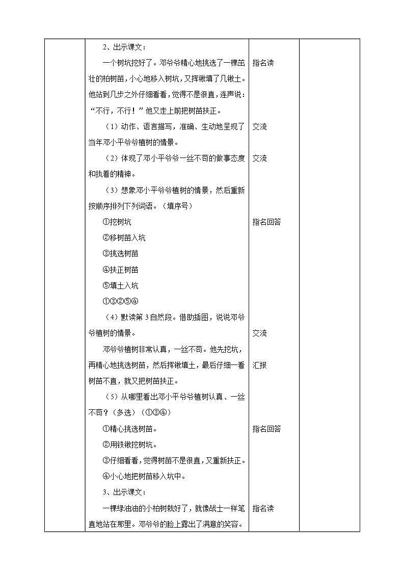 人教部编版语文二年级下册 第四课《邓小平爷爷植树》第二课时 课件+教案03