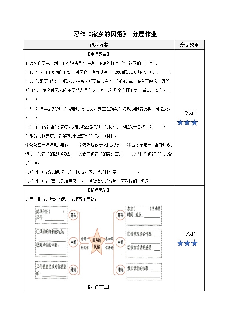 部编版语文六年级下册 习作：家乡的风俗 教学课件+导学案+教学设计+同步练习01