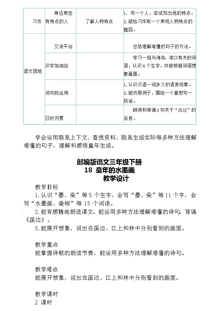 【核心素养】部编版语文三下 18《童年的水墨画》课件+教案+音视频素材02