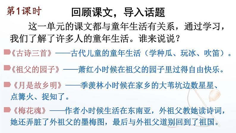 人教版五下语文 第一单元 口语交际：走进他们的童年岁月 【新学习单课件+教案】02