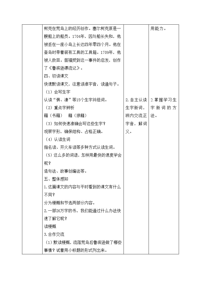 【核心素养】部编版小学语文六年级下册5《鲁滨逊漂流记（节选）》第一课时 课件+教案（含教学反思）03