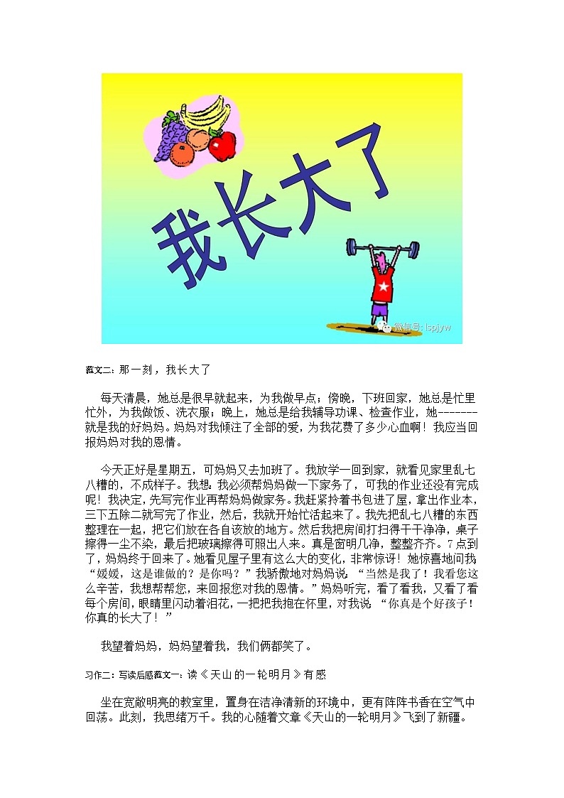 部编版五下语文习作范文学案02