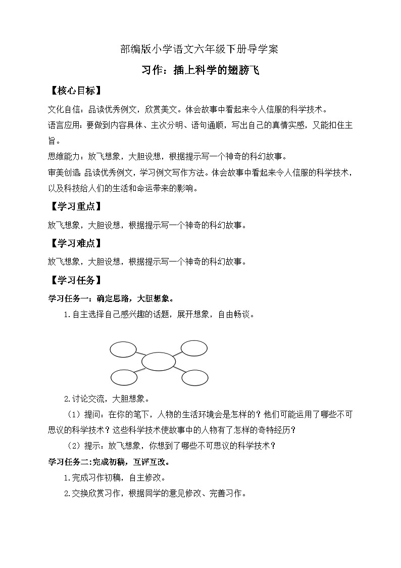 【核心素养】部编版语文六年级下册-习作：插上科学的翅膀飞（课件+教案+导学案+习题）01