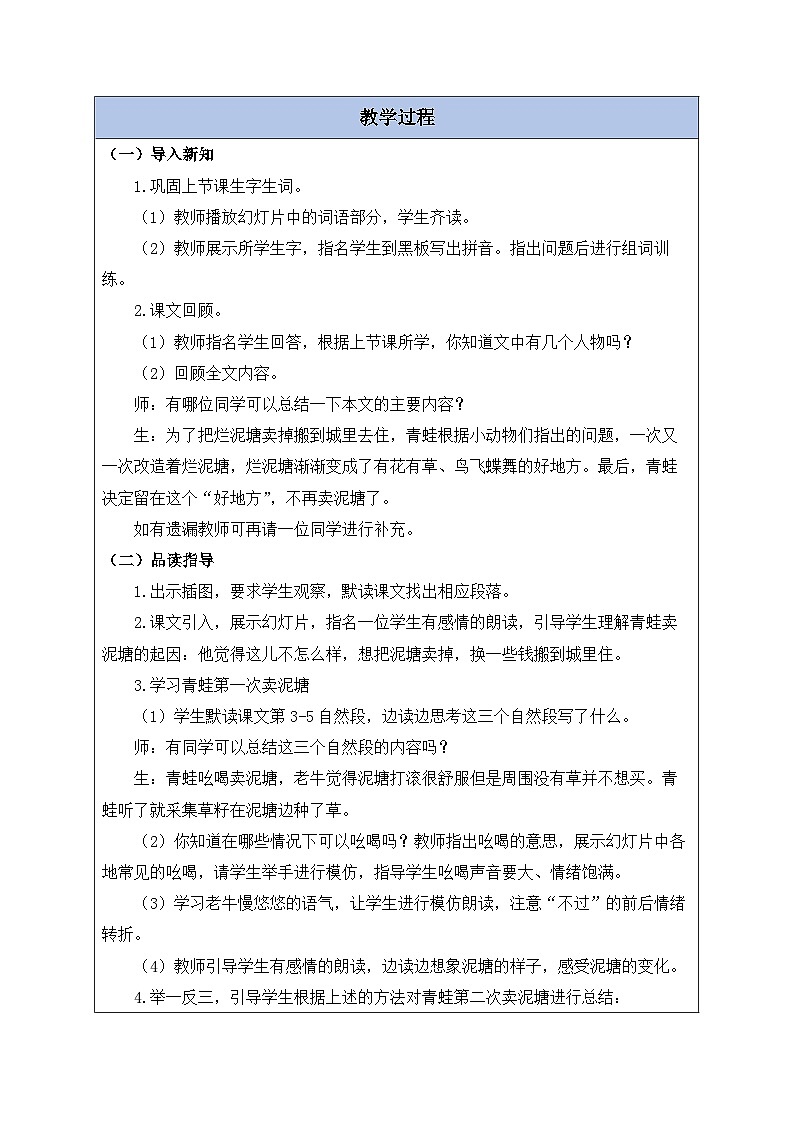 【核心素养】部编版语文二年级下册-21. 青蛙卖泥塘 第2课时（课件+教案+学案+习题）02